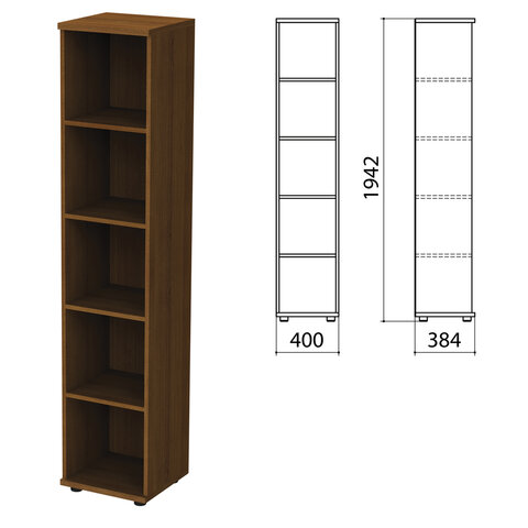 Шкаф (стеллаж) "Эко/Этюд", 386х370х1996 мм, 4 полки, орех, 908851-190