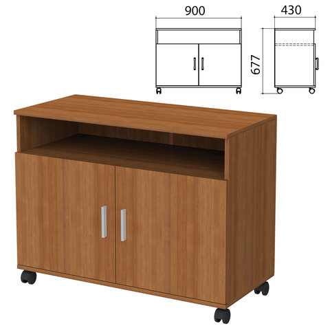 Тумба для оргтехники "Канц", 900х430х677 мм, 2 двери, цвет орех пирамидальный, ТК28.9