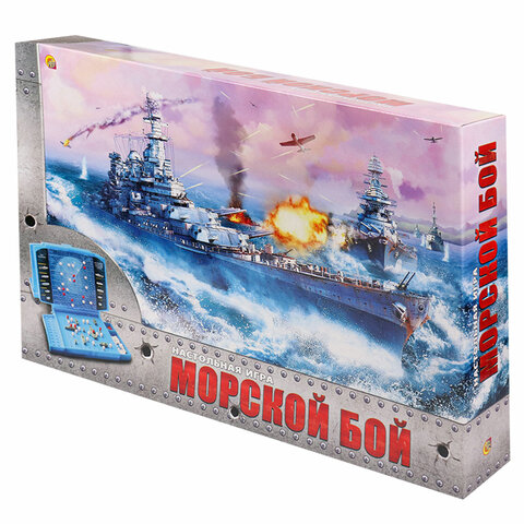 Игра настольная "Морской бой", игровое поле 2 шт., фишки, фигурки кораблей, РЫЖИЙ КОТ, ИН-1760