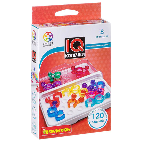 Игра логическая "IQ-Колечки", 120 заданий, Smart Games, BONDIBON, ВВ0949