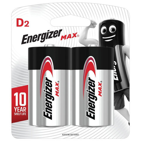 Батарейки ENERGIZER Max, D (LR20, 13А), алкалиновые, КОМПЛЕКТ 2 шт., блистер, E301533400