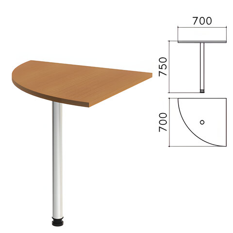 Стол приставной угловой "Монолит", 700х700х750 мм, цвет орех гварнери (КОМПЛЕКТ)