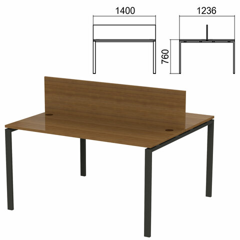 Стол письменный 2-МЕСТНЫЙ на металлокаркасе "Арго", 1400х1236х760 мм, орех (КОМПЛЕКТ)