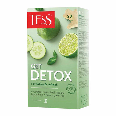 Чай TESS (Тесс) "Get Detox", зеленый с пряностями и цитрусом, 20 пакетиков по 1,5 г, 1669-12