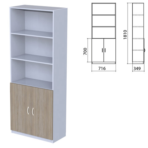 Шкаф полузакрытый "Бюджет", 716х349х1810 мм, дуб сонома (КОМПЛЕКТ)