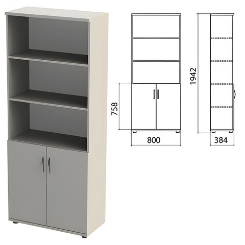 Шкаф полузакрытый "Этюд", 800х384х1942 мм, цвет серый (КОМПЛЕКТ)