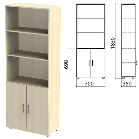 Шкаф полузакрытый "Канц", 700х350х1830 мм, цвет дуб молочный (КОМПЛЕКТ)