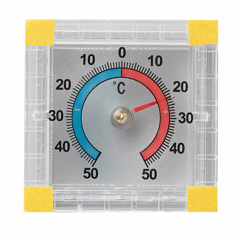 Термометр оконный биметаллический, крепление на липучку, диапазон от -50 до +50°C, ПТЗ, ТББ
